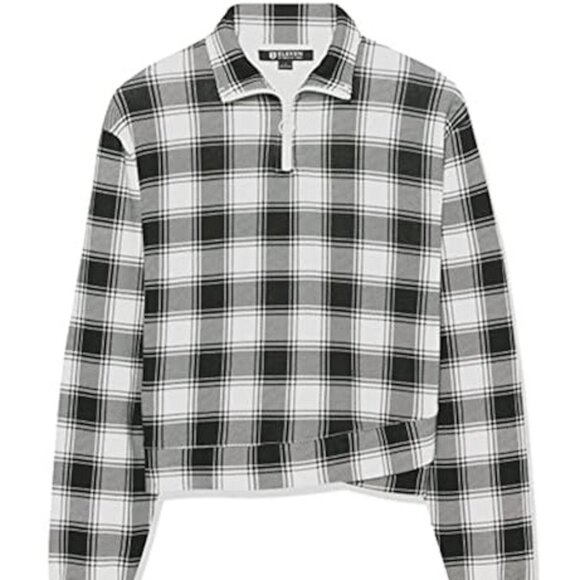 EleVen by Venus Williams One More Time Pullover Women's Size S Black White Plaid - Picture 4 of 8
